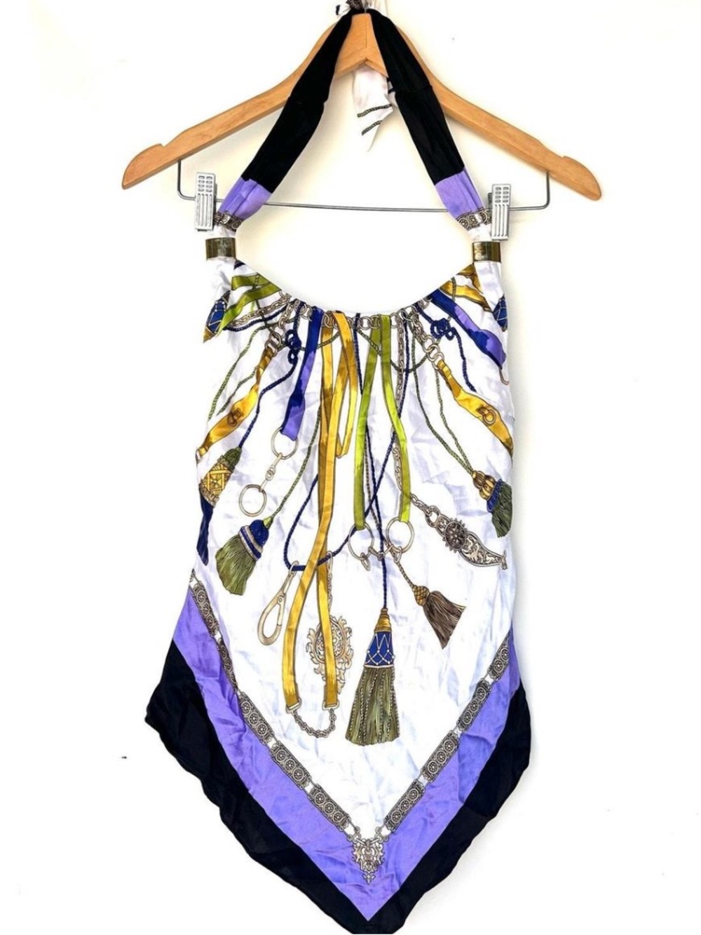 Cache silk scarf top dress Size small silver hardware - Picture 2 of 2